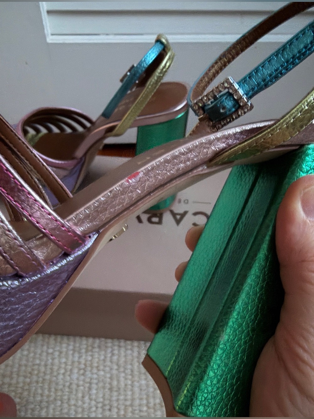 Kurt Geiger “Pierra” metallic pastel platform sandals - Picture 11 of 13